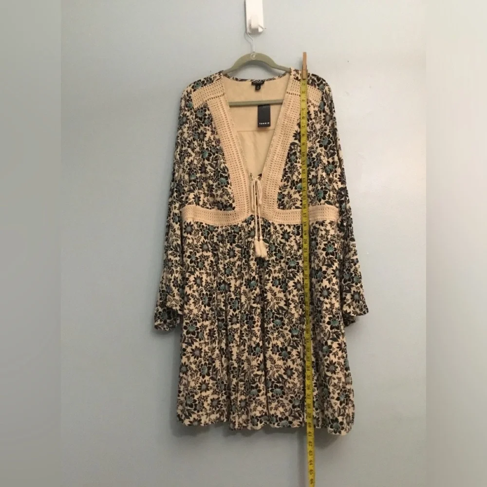 torrid Cream Floral Crochet-Trim Maxi Dress with Teal Accents - Picture 9 of 16